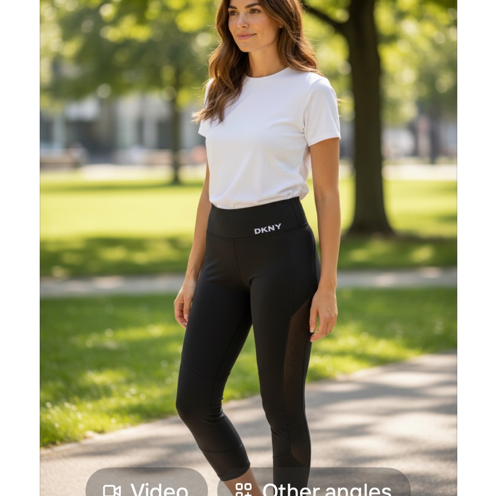 DKNY SPORT Logo Women’s Workout Everyday Leggings Black   Medium